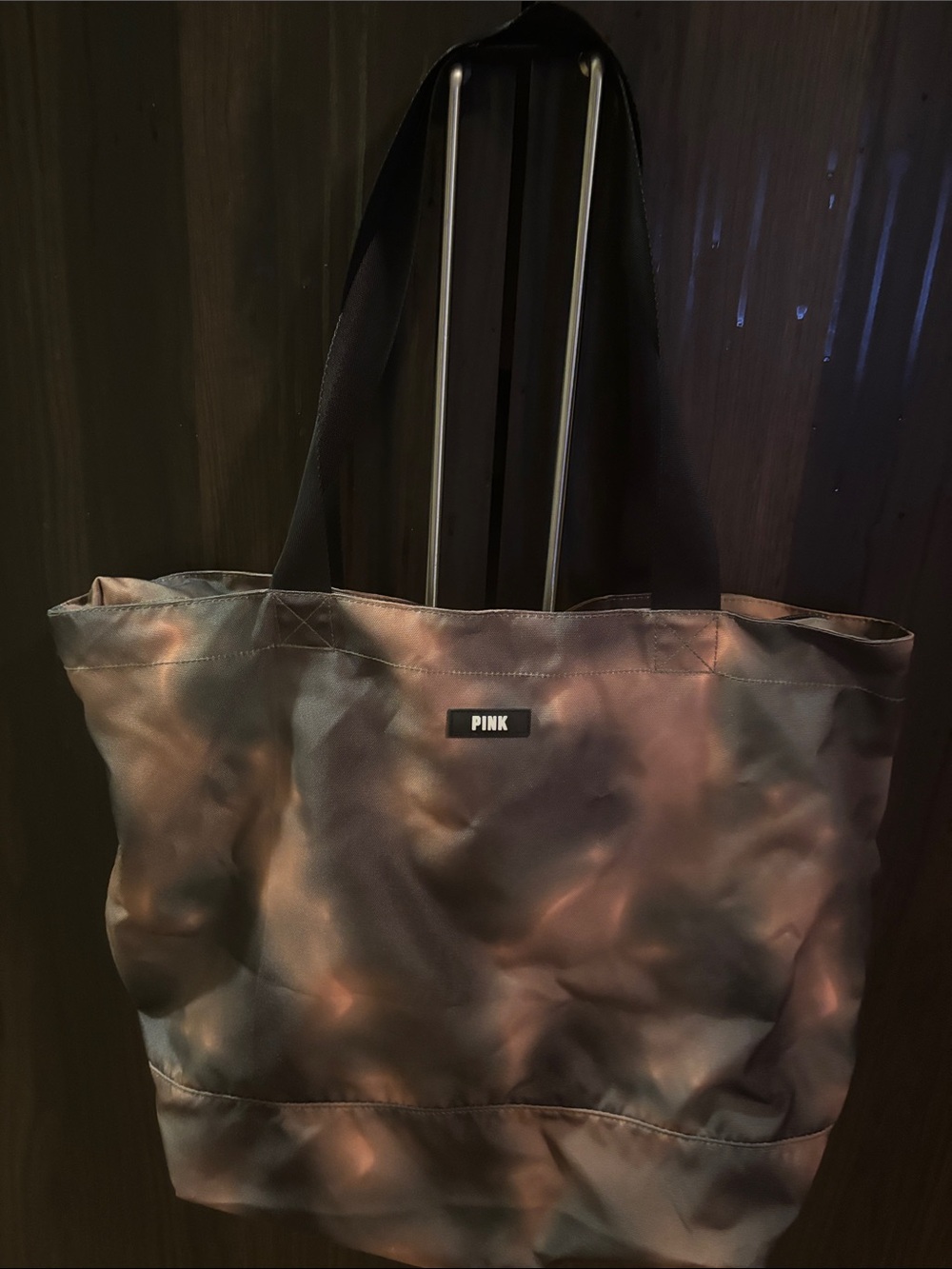 PINK Victoria's Secret Black and Brown Tie-Dye Tote